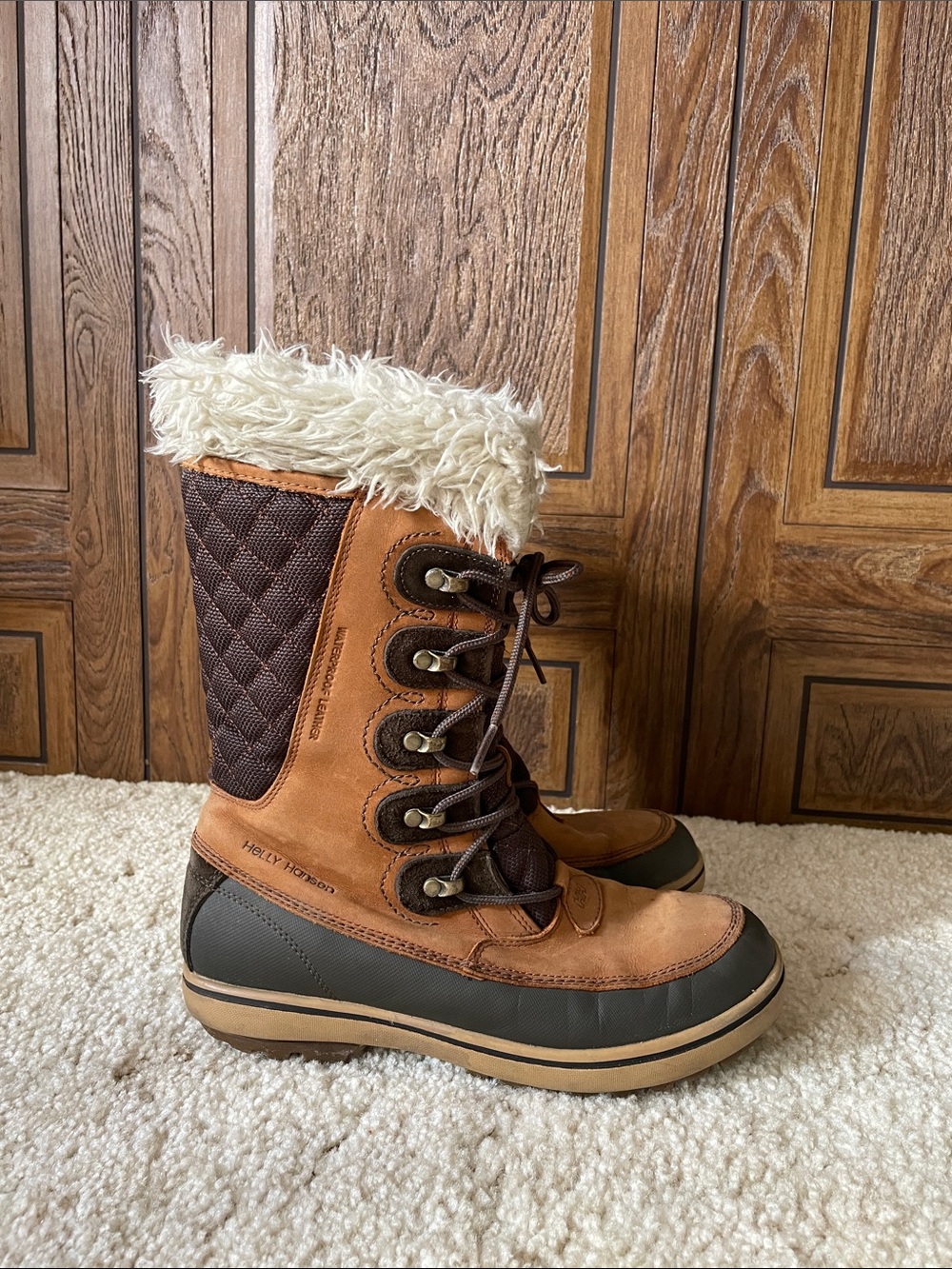 Helly Hansen Brown and Tan Waterproof Leather Winter Boots